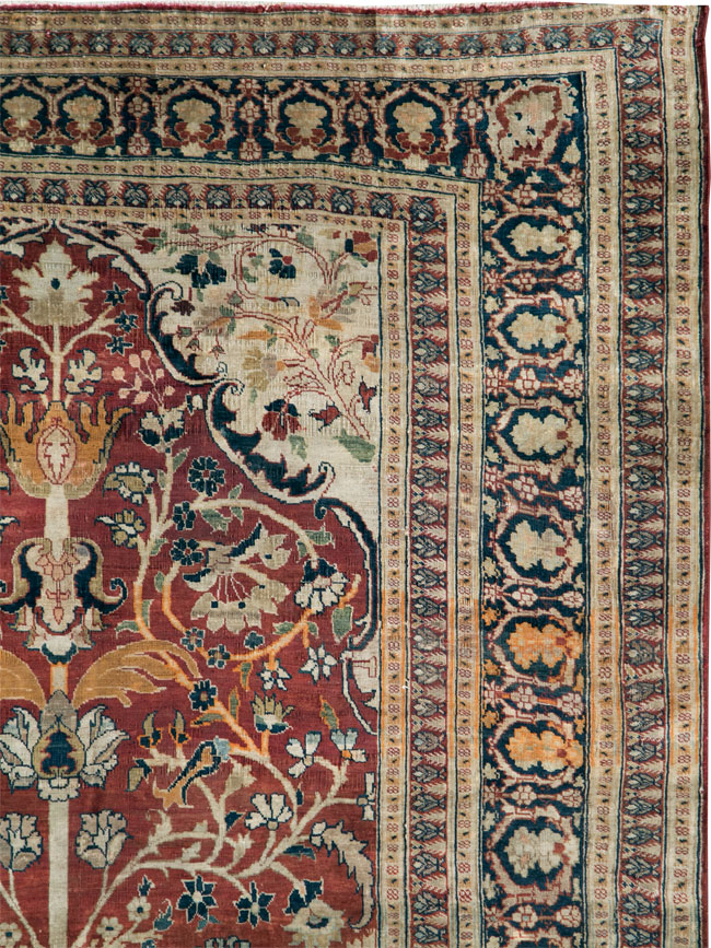 Antique Silk Persian Tabriz Rug, No.28906 - Gss