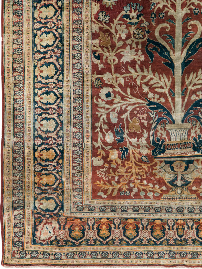 Antique Silk Persian Tabriz Rug, No.28906 - Gss