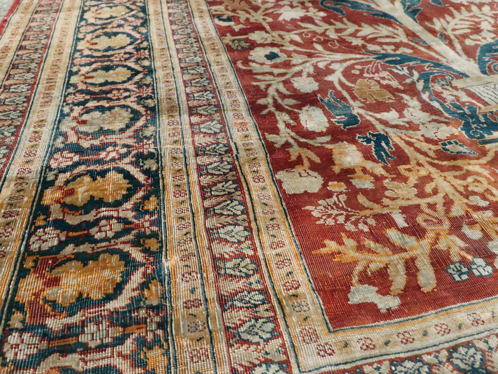 Antique Silk Persian Tabriz Rug, No.28906 - Gss