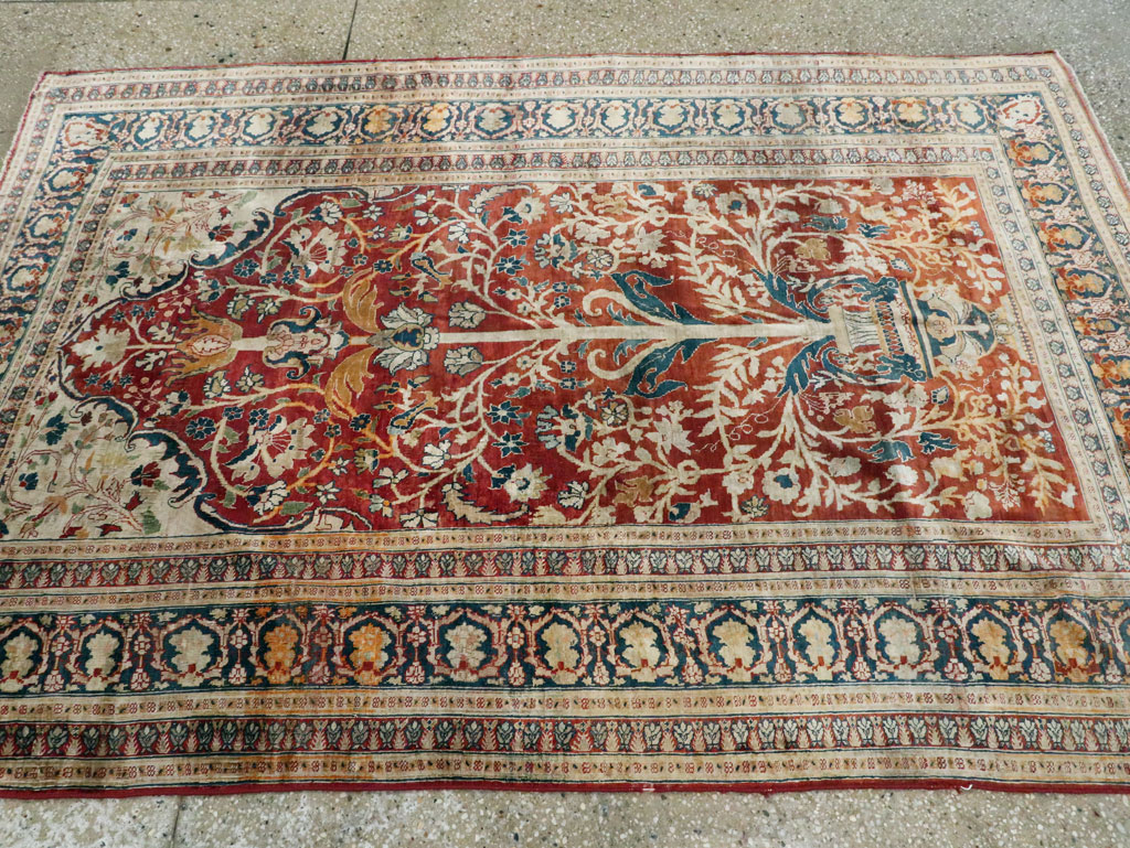 Antique Silk Persian Tabriz Rug, No.28906 - Gss