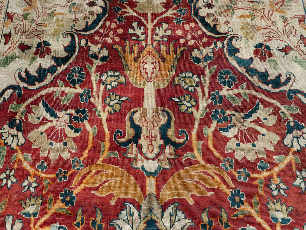 Antique Silk Persian Tabriz Rug, No.28906 - Gss