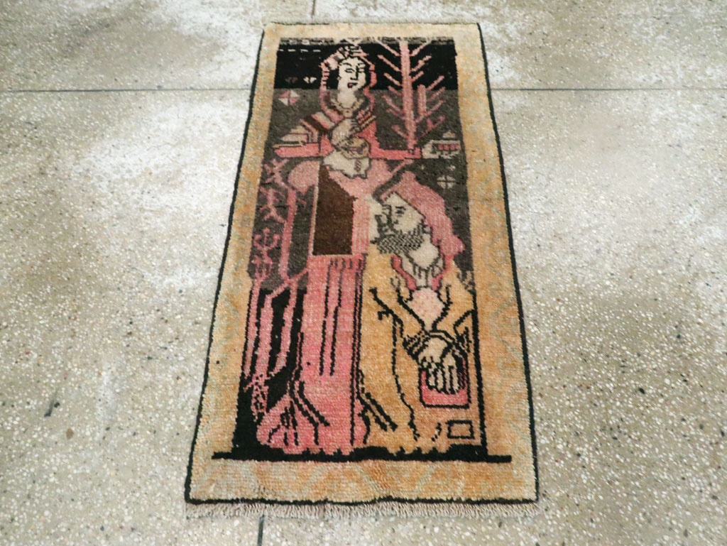 Vintage Turkish Pictorial Anatolian Throw Rug, No.28909 - Gss