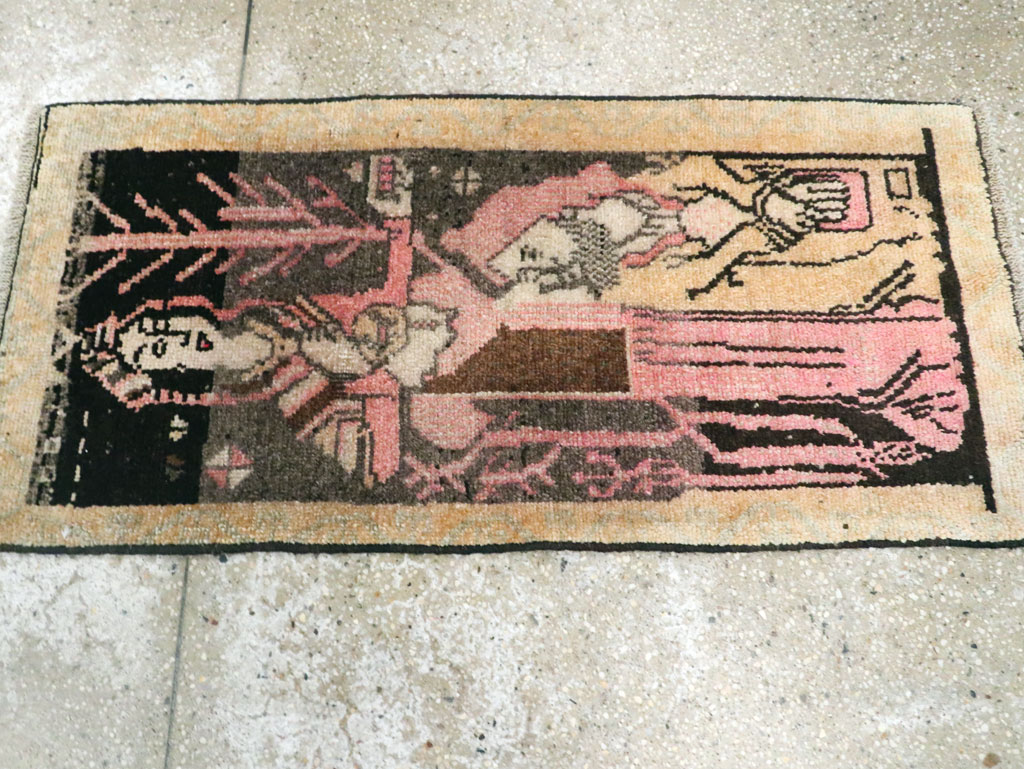 Vintage Turkish Pictorial Anatolian Throw Rug, No.28909 - Gss