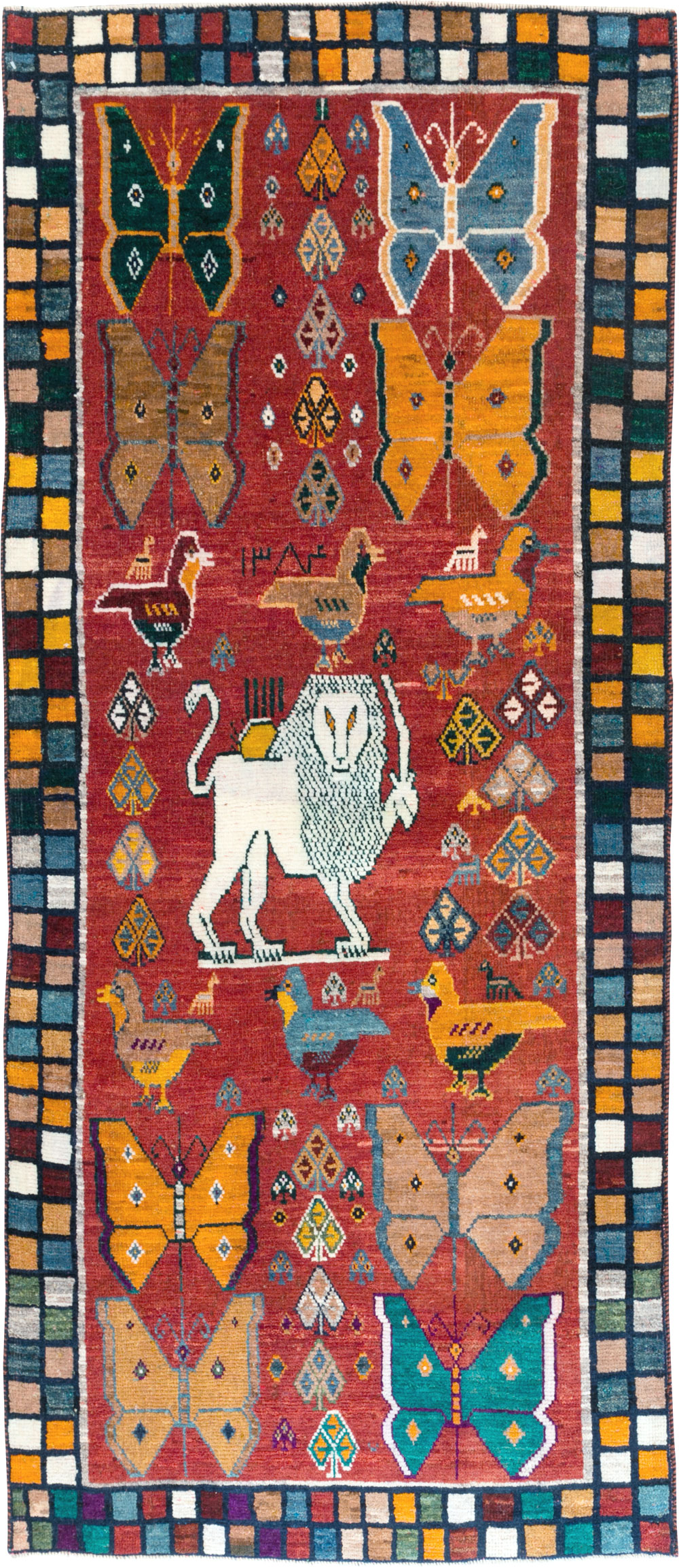 Vintage Persian Pictorial Gabbeh Throw Rug, No.28914 - Gss