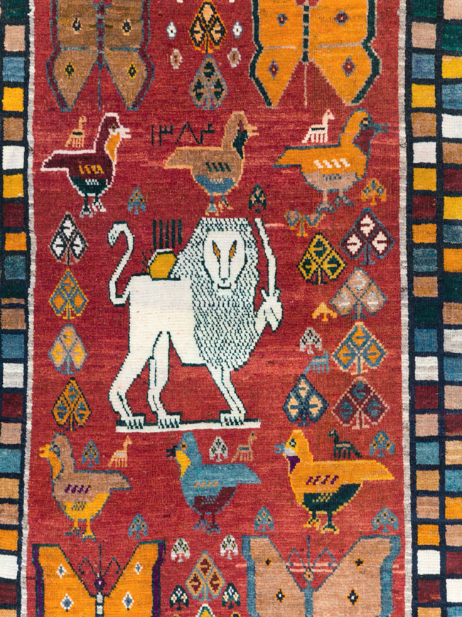 Vintage Persian Pictorial Gabbeh Throw Rug, No.28914 - Gss