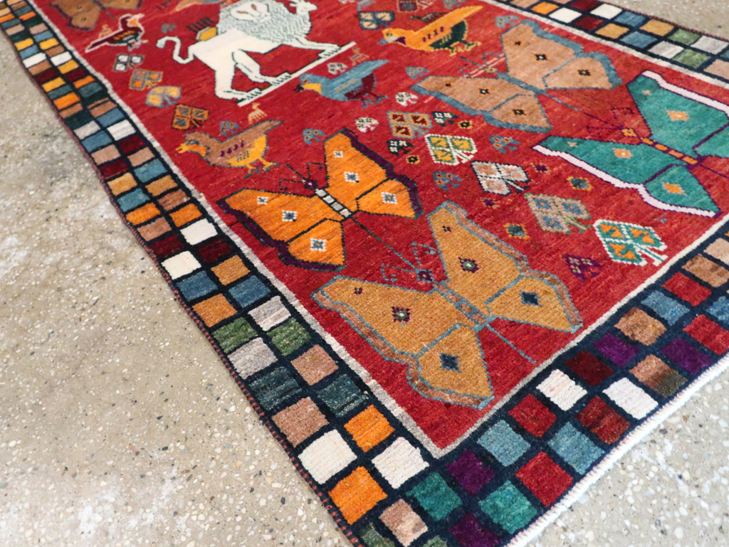 Vintage Persian Pictorial Gabbeh Throw Rug, No.28914 - Gss