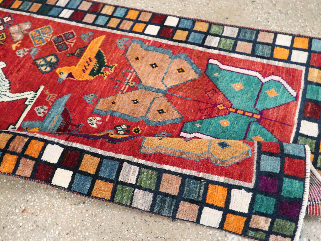 Vintage Persian Pictorial Gabbeh Throw Rug, No.28914 - Gss