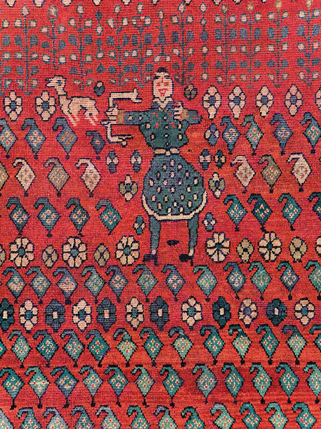 Vintage Persian Hamadan Pictorial Accent Carpet, No.28930 - Gss