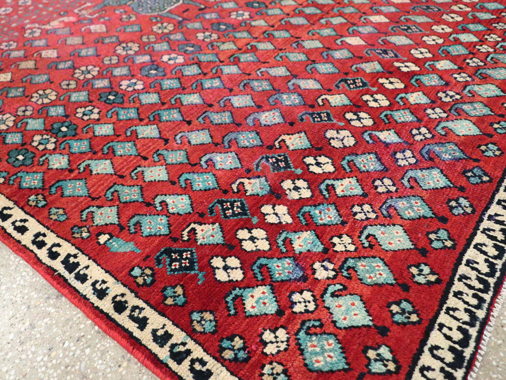 Vintage Persian Hamadan Pictorial Accent Carpet, No.28930 - Gss