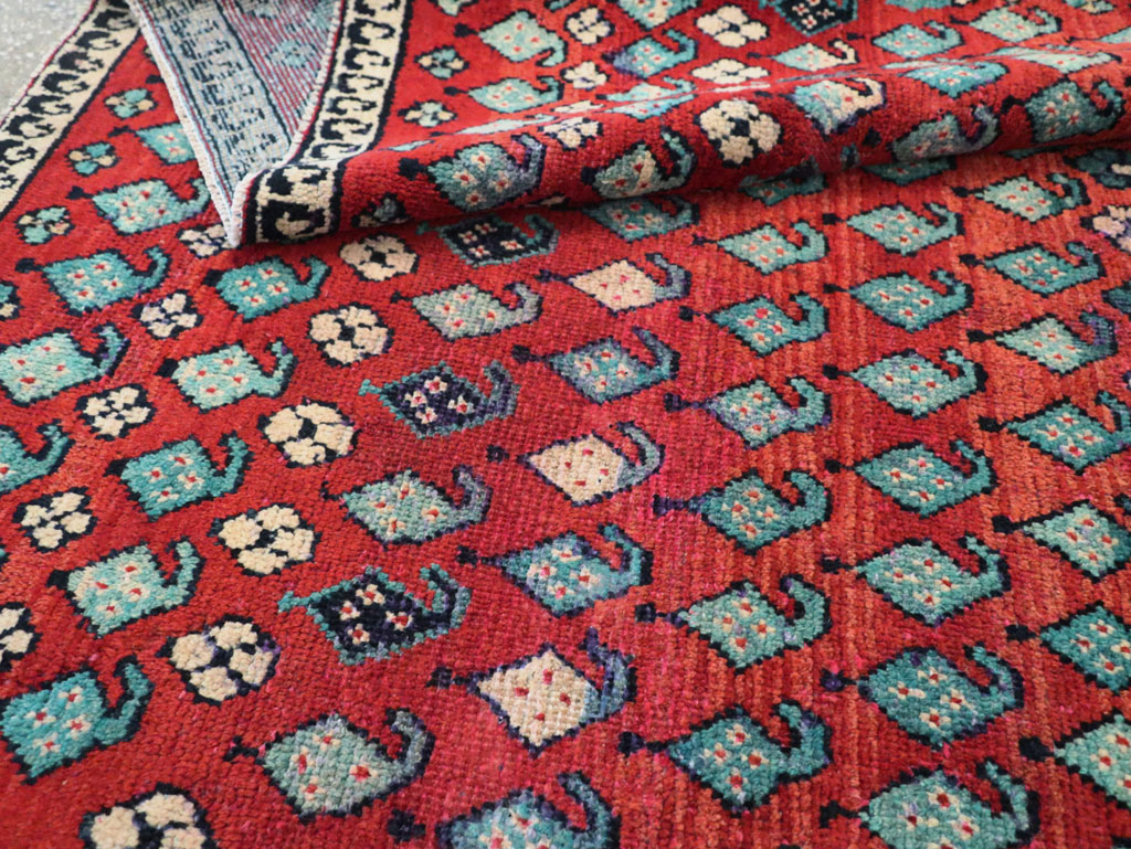 Vintage Persian Hamadan Pictorial Accent Carpet, No.28930 - Gss