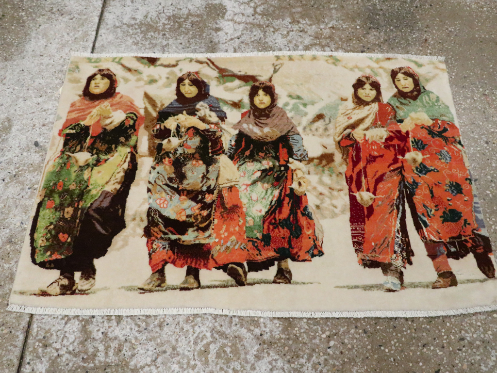 Vintage Persian Pictorial Tabriz Rug, No.28933 - Gss