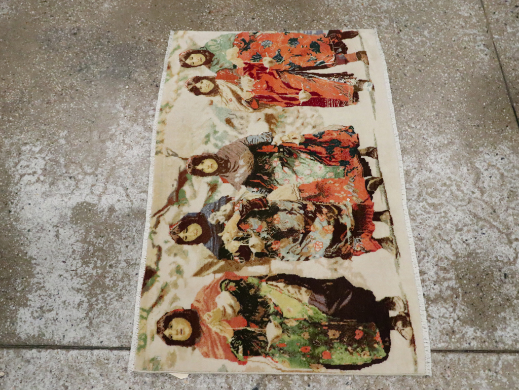 Vintage Persian Pictorial Tabriz Rug, No.28933 - Gss