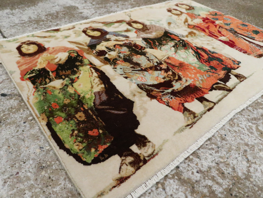 Vintage Persian Pictorial Tabriz Rug, No.28933 - Gss