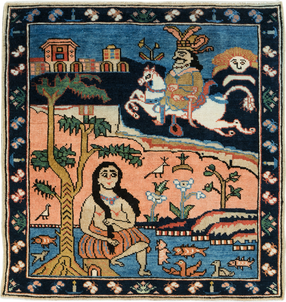 Vintage Pictorial Tabriz Rug, No.28934 - Gss