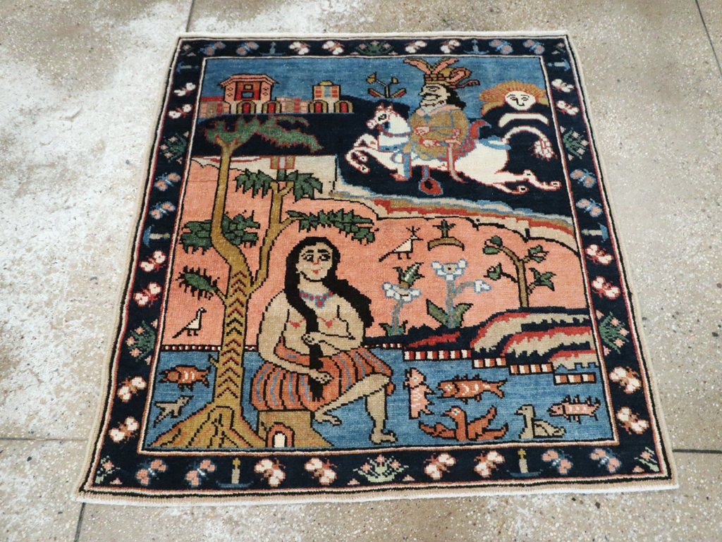 Vintage Pictorial Tabriz Rug, No.28934 - Gss