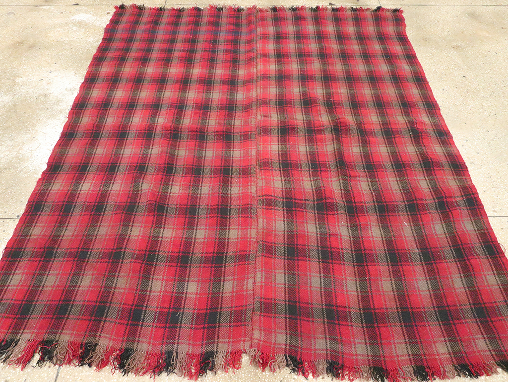 Vintage Persian Plaid Textile, No.28942 - Gss
