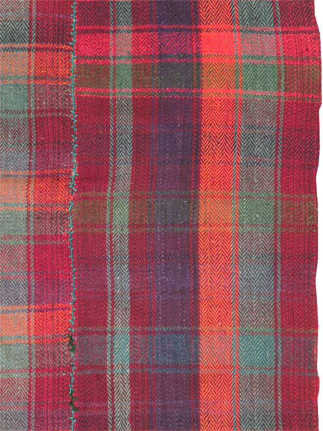 Vintage Persian Plaid Textile, No.28961 - Gss