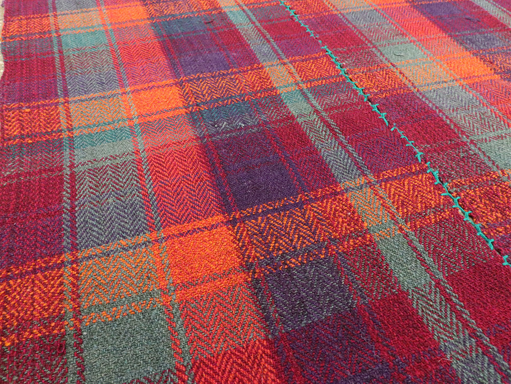 Vintage Persian Plaid Textile, No.28961 - Gss