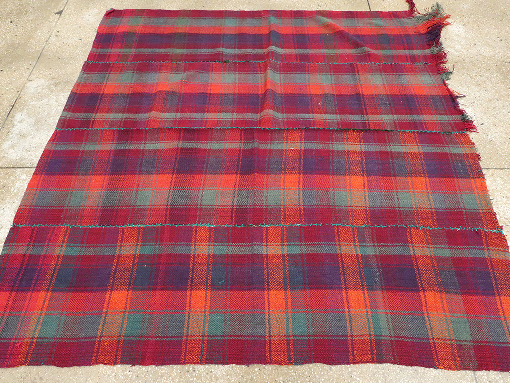 Vintage Persian Plaid Textile, No.28961 - Gss