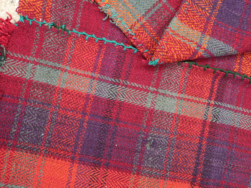 Vintage Persian Plaid Textile, No.28961 - Gss