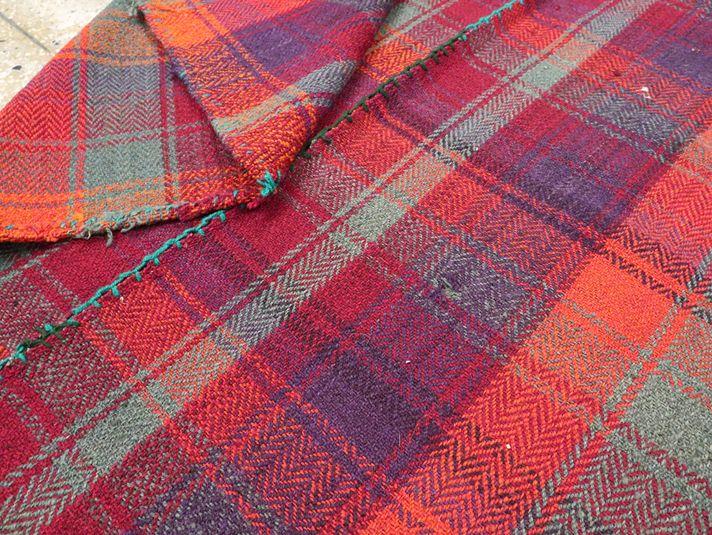 Vintage Persian Plaid Textile, No.28961 - Gss