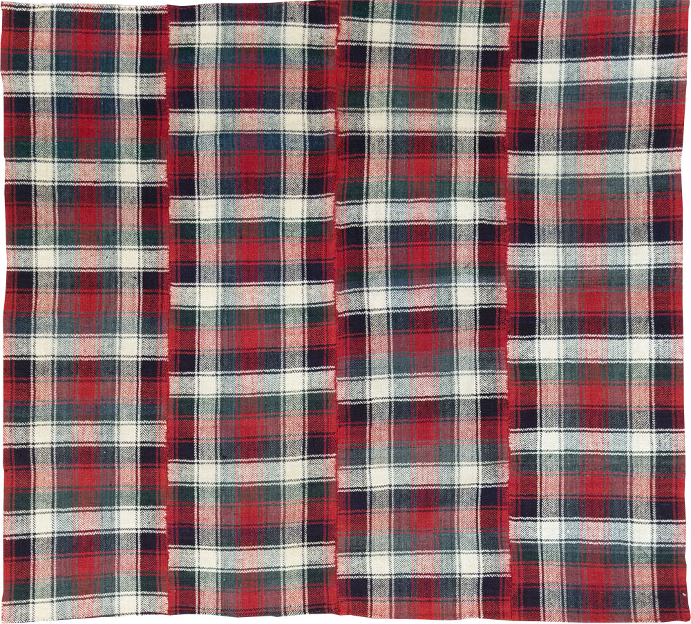 Vintage Persian Square Plaid Textile, No.28966 - Gss