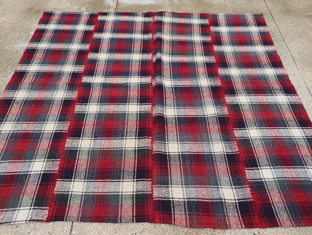 Vintage Persian Square Plaid Textile, No.28966 - Gss
