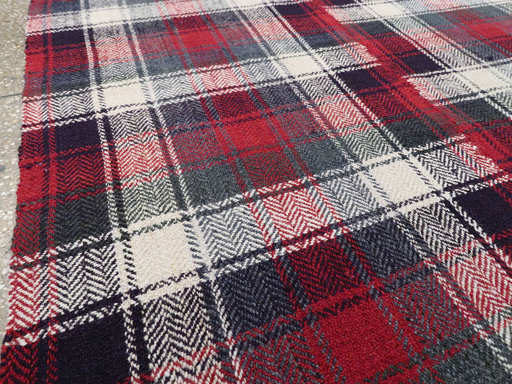 Vintage Persian Square Plaid Textile, No.28966 - Gss