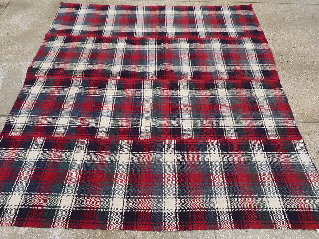 Vintage Persian Square Plaid Textile, No.28966 - Gss