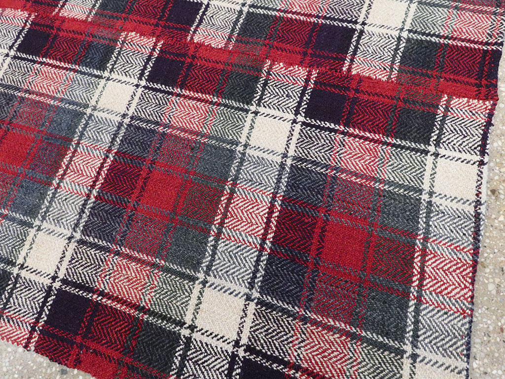 Vintage Persian Square Plaid Textile, No.28966 - Gss