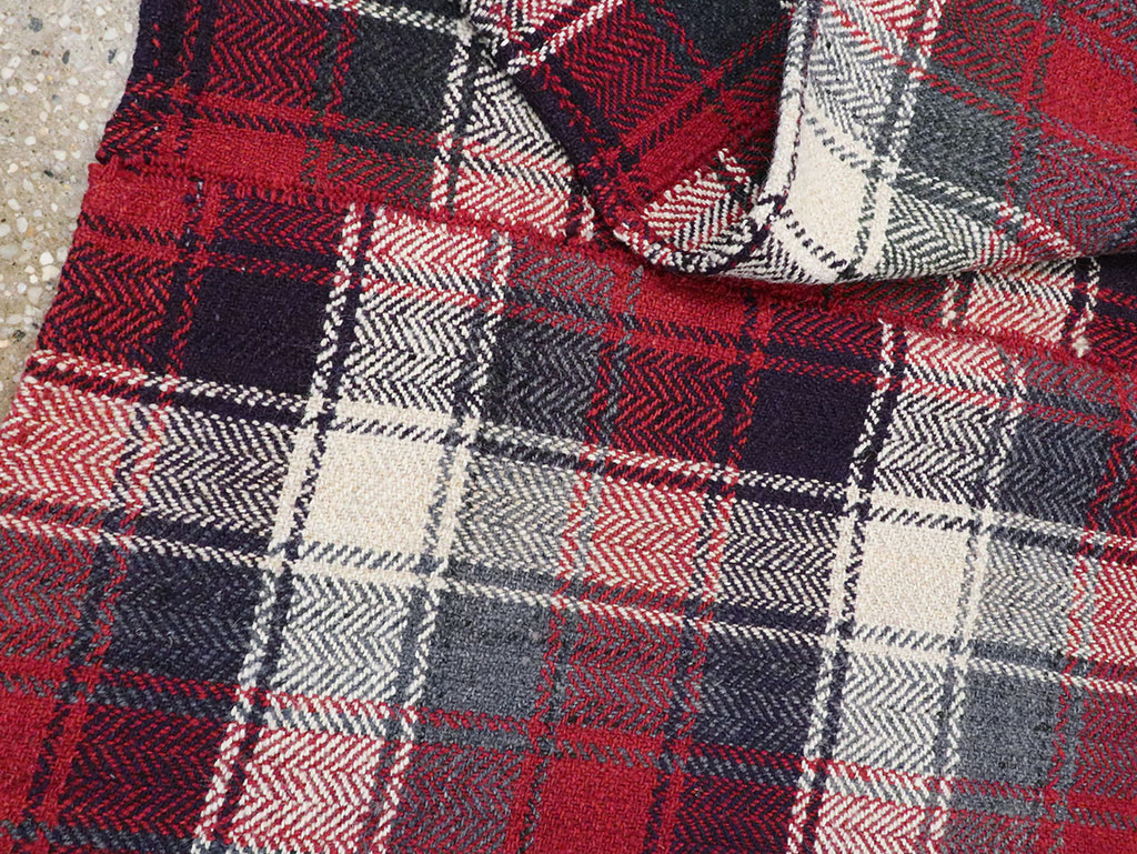 Vintage Persian Square Plaid Textile, No.28966 - Gss