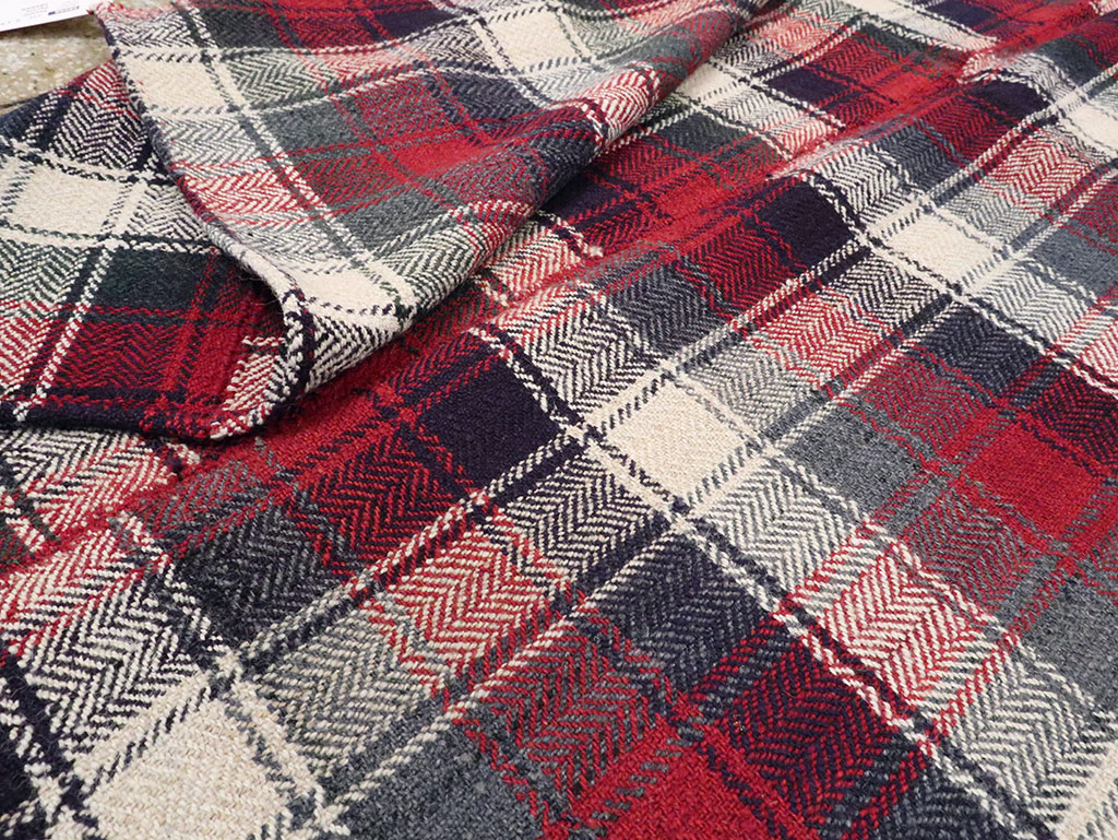 Vintage Persian Square Plaid Textile, No.28966 - Gss