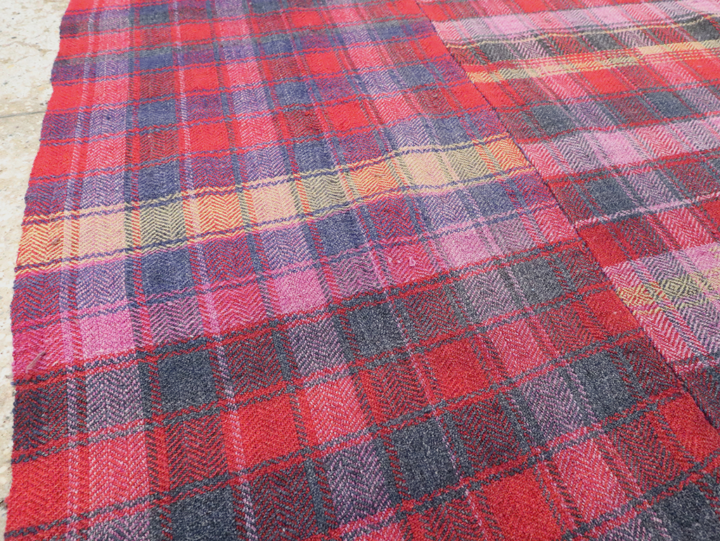 Vintage Persian Plaid Textile, No.28986 - Gss