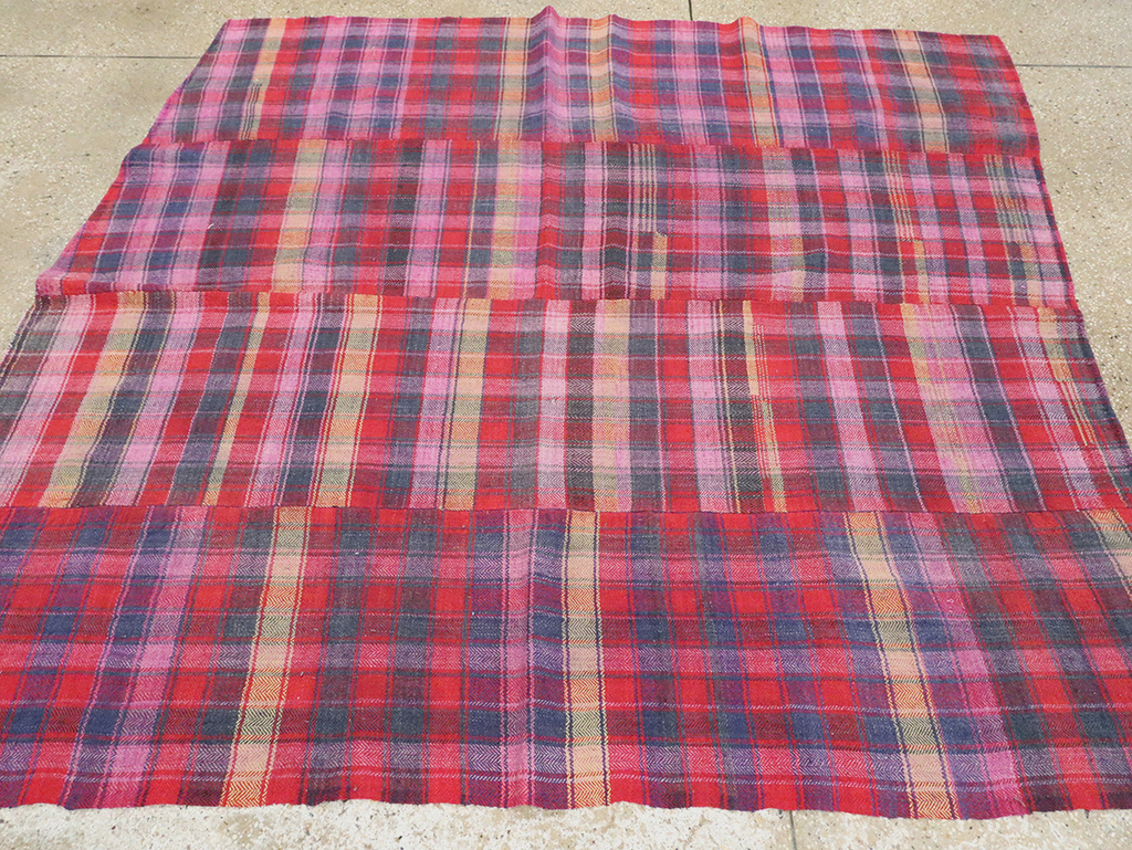 Vintage Persian Plaid Textile, No.28986 - Gss