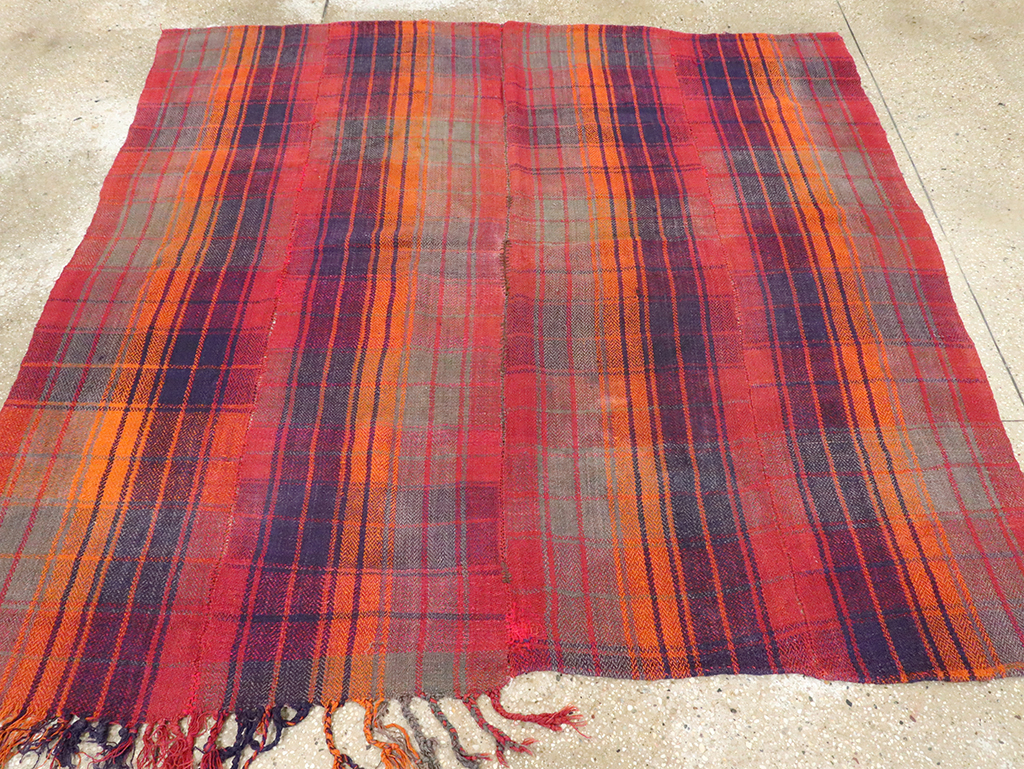 Vintage Persian Plaid Textile, No.29021 - Gss