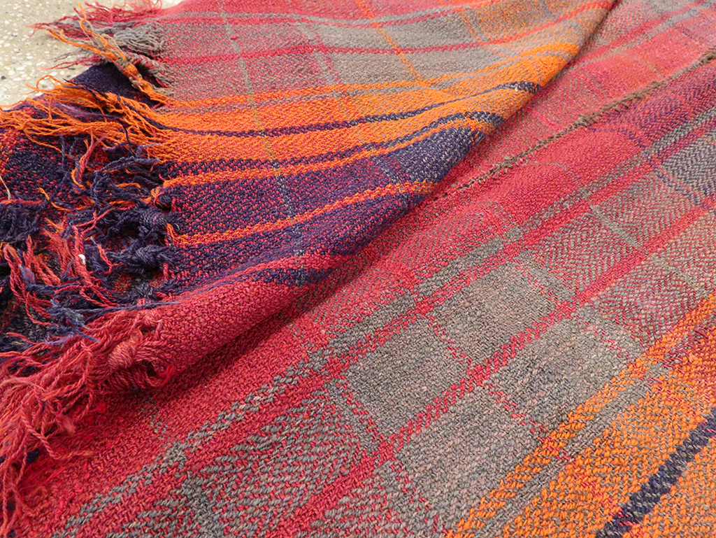 Vintage Persian Plaid Textile, No.29021 - Gss