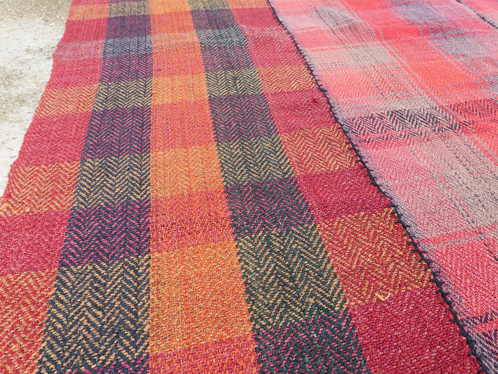 Vintage Persian Plaid Textile, No.29028 - Gss
