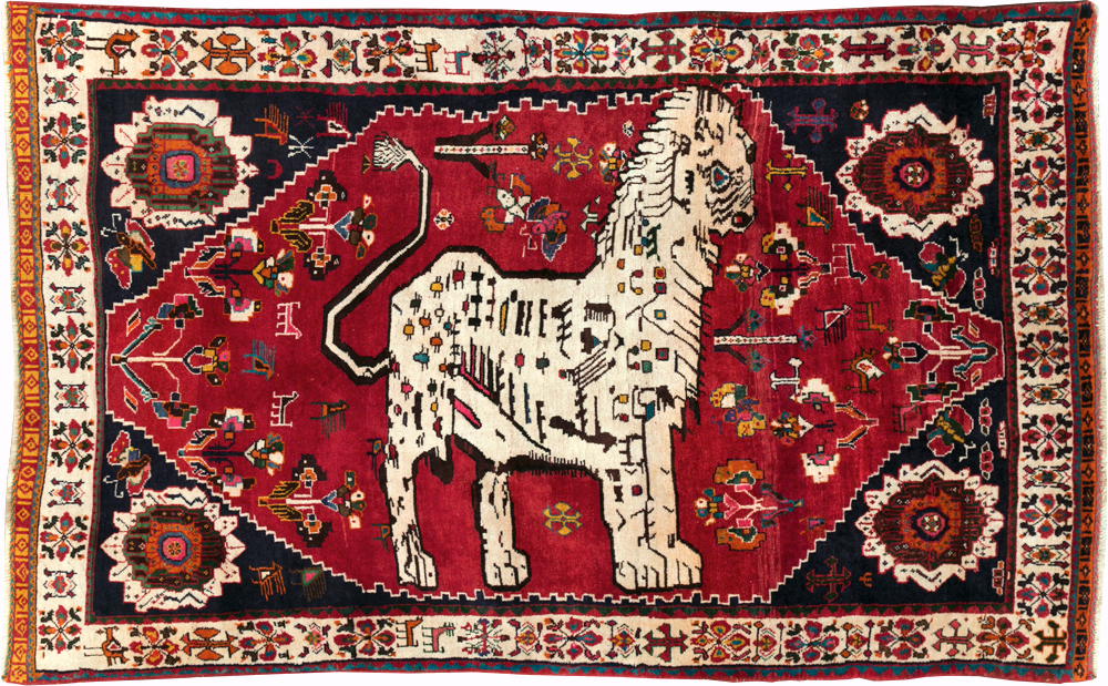 Vintage Persian Pictorial Shiraz Rug, No.29061 - Gss