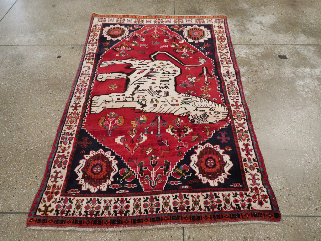 Vintage Persian Pictorial Shiraz Rug, No.29061 - Gss