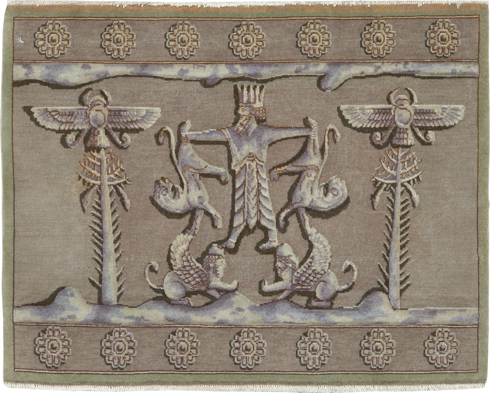 Vintage Persian Tabriz Pictorial Rug, No.29076 - Gss