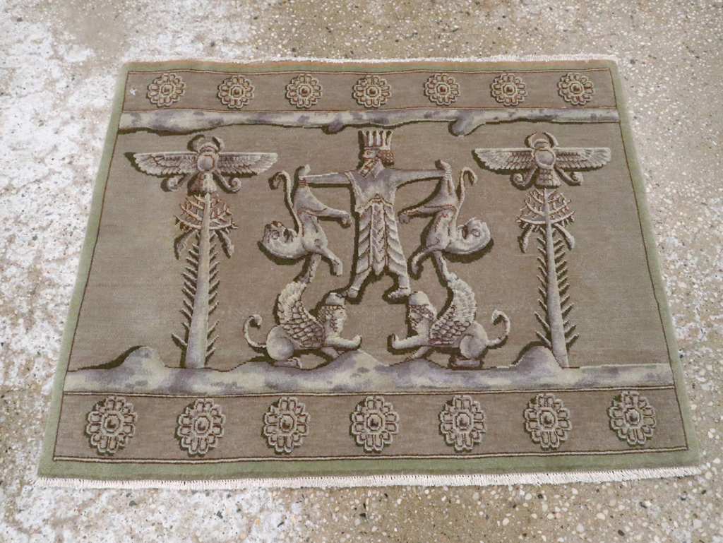 Vintage Persian Tabriz Pictorial Rug, No.29076 - Gss