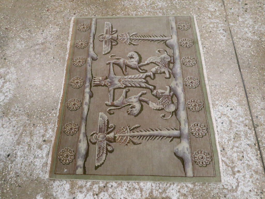 Vintage Persian Tabriz Pictorial Rug, No.29076 - Gss