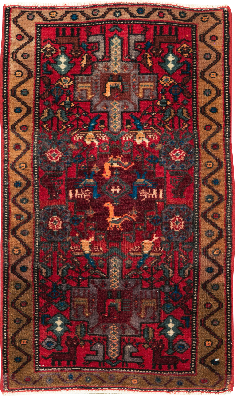 Vintage Persian Kurdish Pictorial Rug, No.29080 - Gss