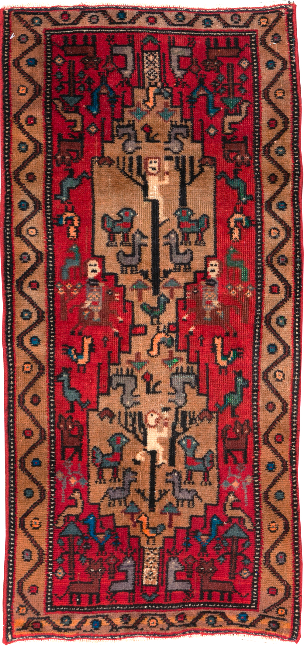 Vintage Persian Kurdish Pictorial Rug, No.29081 - Gss