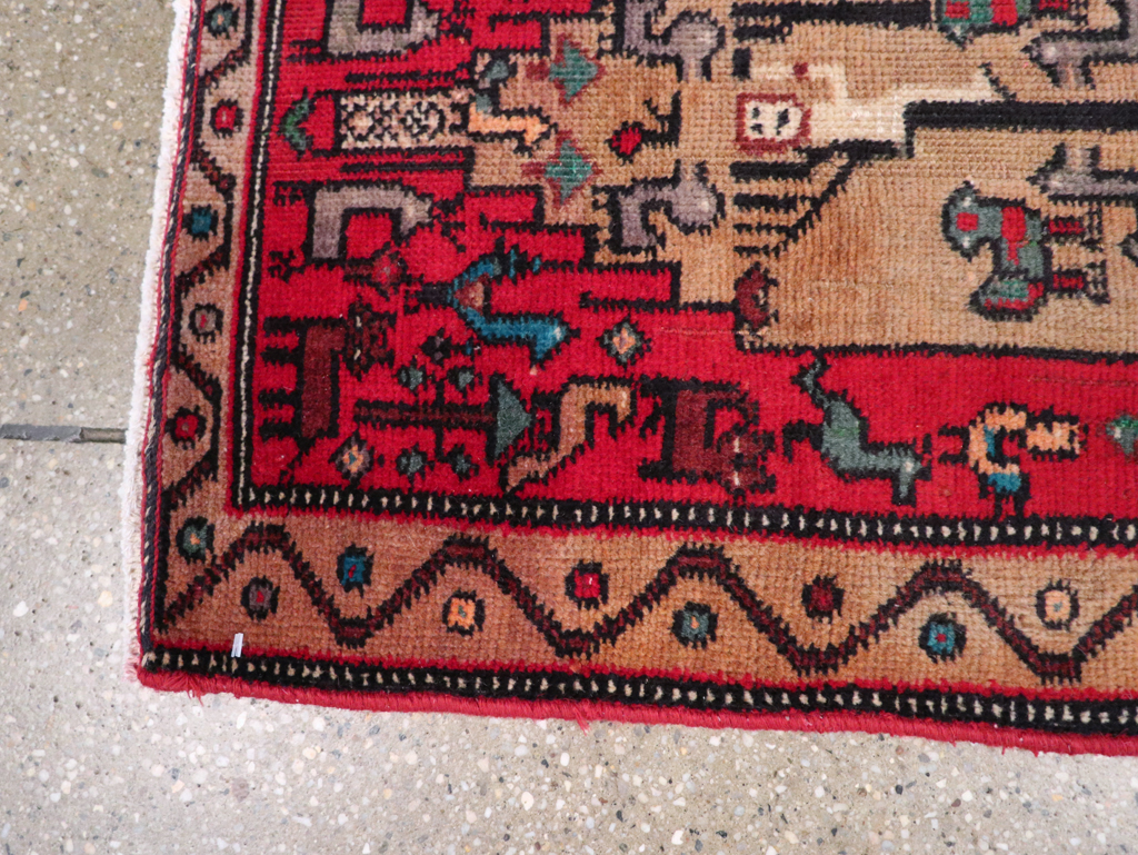 Vintage Persian Kurdish Pictorial Rug, No.29081 - Gss