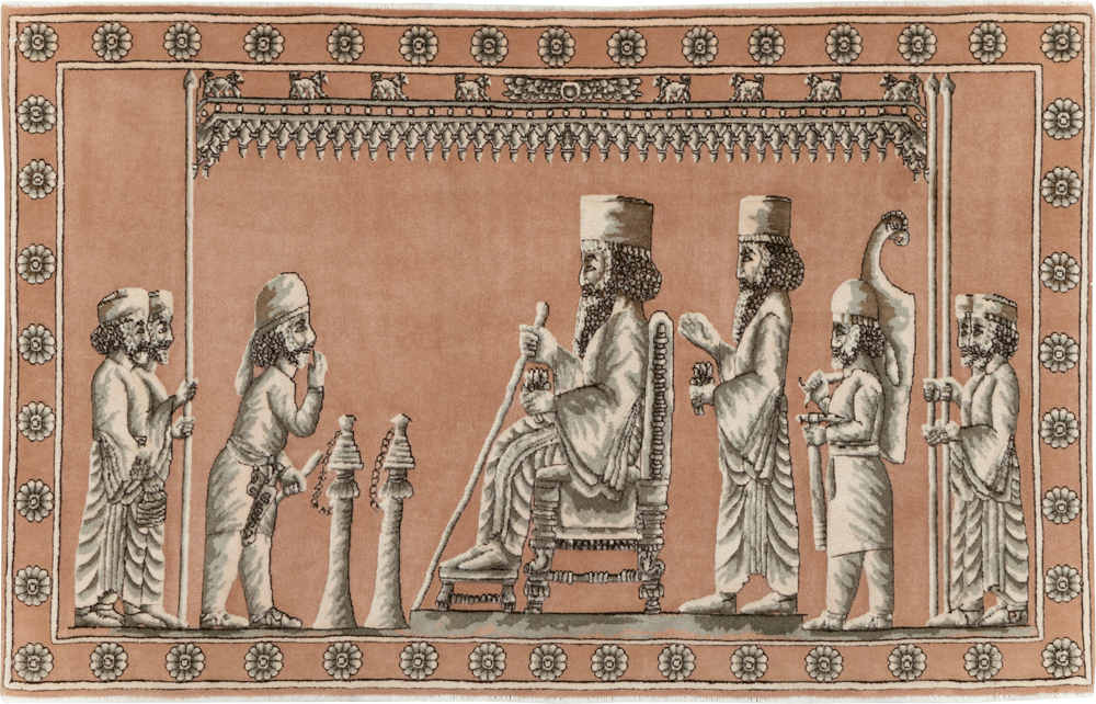 Vintage Persian Pictorial Tabriz Rug, No.29083 - Gss