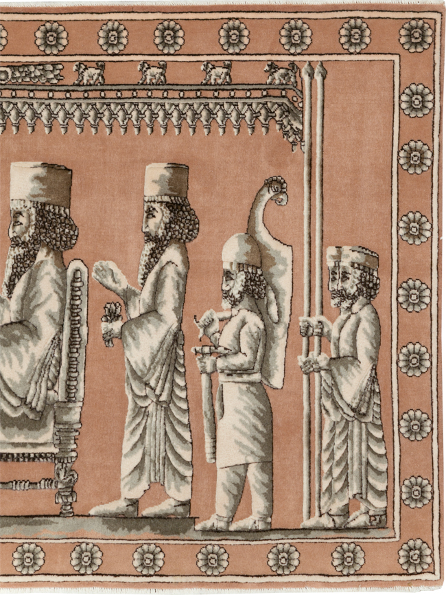 Vintage Persian Pictorial Tabriz Rug, No.29083 - Gss