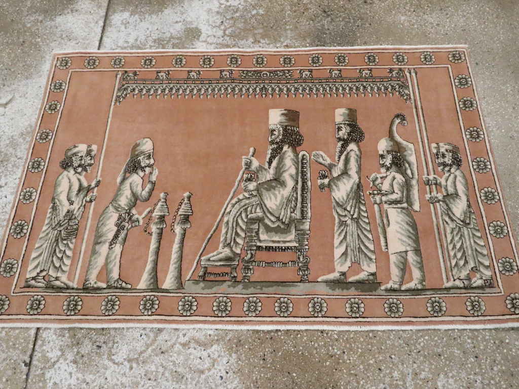 Vintage Persian Pictorial Tabriz Rug, No.29083 - Gss