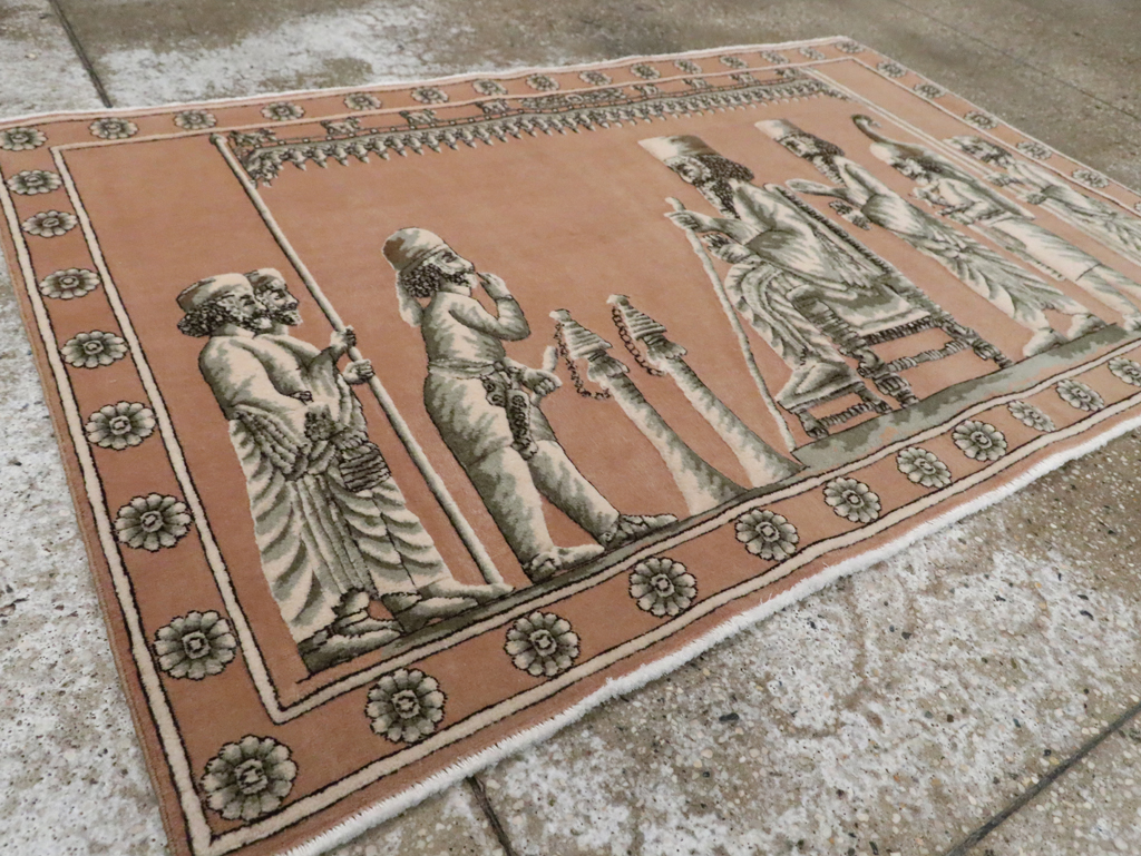 Vintage Persian Pictorial Tabriz Rug, No.29083 - Gss