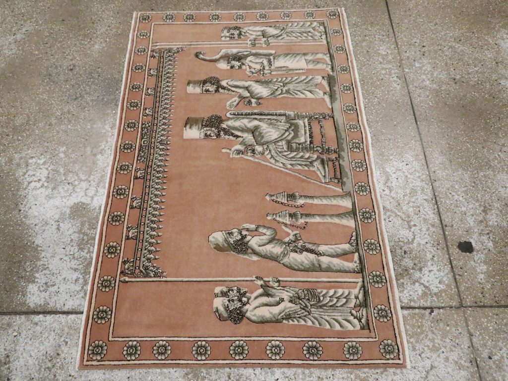 Vintage Persian Pictorial Tabriz Rug, No.29083 - Gss